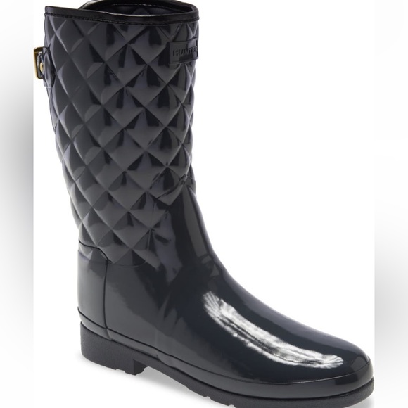 NEW Hunter high Gloss Quilted short waterproof women’s Rain boot size10 New - Picture 1 of 6